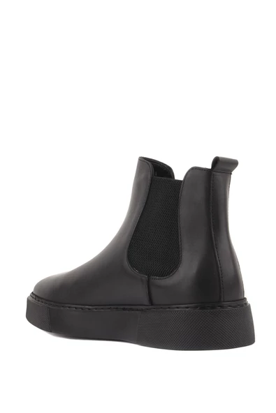 Shoetyle - Siyah Hakiki Deri Siyah Eva Taban Kadın Chelsea Bot - 6929 - 8