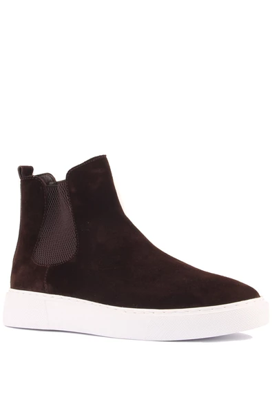 Shoetyle - Kahverengi Hakiki Süet Kadın Chelsea Bot - 6929 - 2