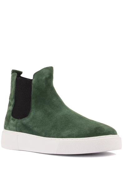 Shoetyle - Yeşil Hakiki Süet Kadın Chelsea Bot - 6929 - 2