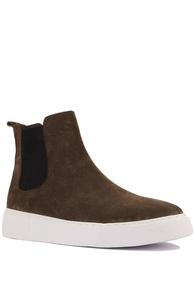 Shoetyle - Haki Renk Hakiki Süet Kadın Chelsea Bot - 6929 - 2