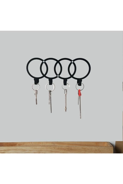 HERO DİZAYN Metal Dekoratif Audi logo desenli Anahtarlık Askısı - 2