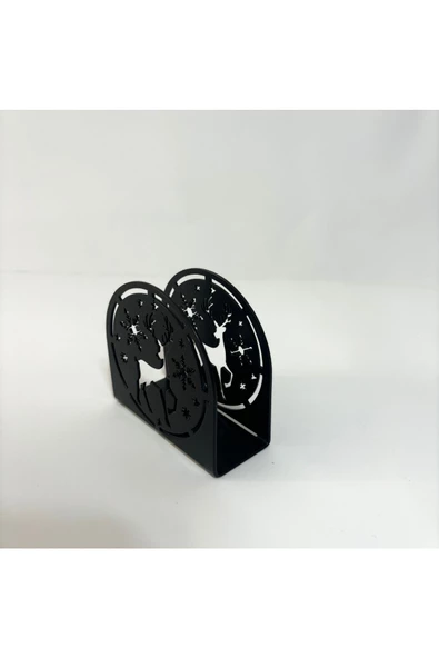 HERO DİZAYN Metal Geyik Figürlü Siyah Peçetelik - 2