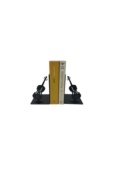 HERO DİZAYN Metal Gitar Desenli Kitap Desteği Kitap Tutucu Ev ve Ofis Dekoratif Aksesuar 2 Li Set - 4