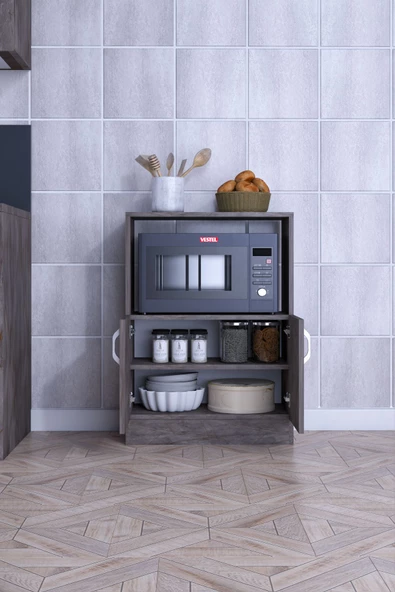 mokaparkavm 2 Kapaklı Geniş Raflı Çok Amaçlı Mikrodalga Fırın Dolabı - 3