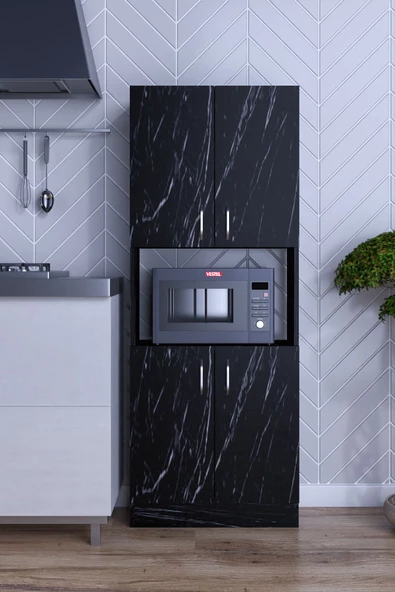 mokaparkavm Alt Üst Kapaklı 4 Geniş Raflı Mikrodalga Fırın Dolabı Çok Amaçlı Dolap