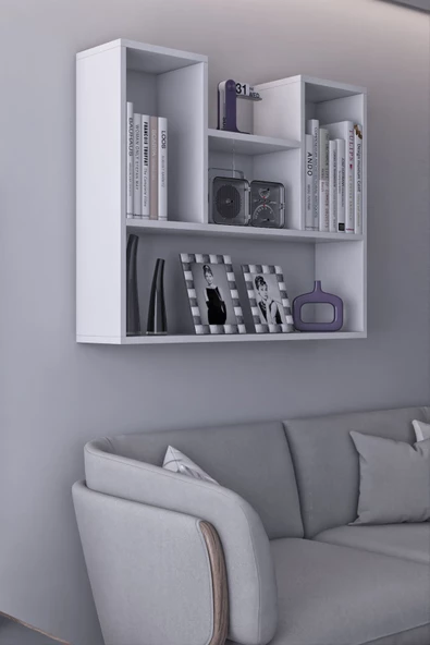 mokaparkavm Duvara Monte 5 Bölmeli Raflı Modern Kitaplık Raf - 2