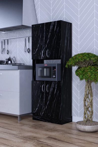 mokaparkavm Alt Üst Kapaklı 4 Geniş Raflı Mikrodalga Fırın Dolabı Çok Amaçlı Dolap - 2