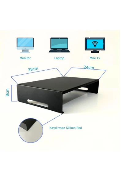 HERO DİZAYN Monitör Standı - Laptop Standı - Monitör Yükseltici - Metal - Mat Siyah