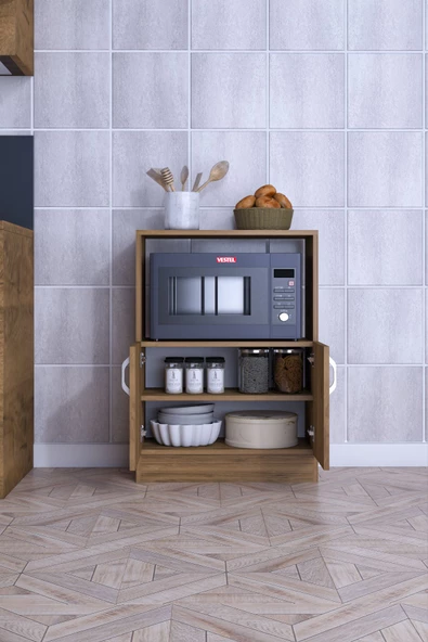 mokaparkavm 2 Kapaklı Geniş Raflı Çok Amaçlı Mikrodalga Fırın Dolabı - 3