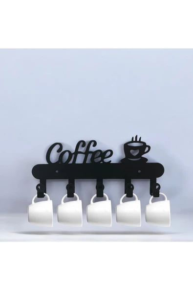 HERO DİZAYN Dekoratif Coffee Yazılı Mutfak Fincan ve Kupa Askılığı - 4