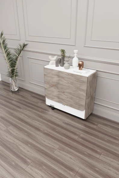 mokaparkavm 4 Tabureli Tekerlekli Dikdörtgen Açılır Kapanır Kolay Kurulumlu Pratik Mutfak Masası Yemek Masası - 4