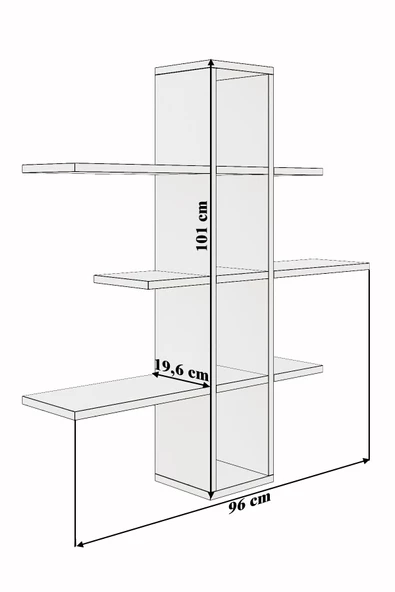 mokaparkavm 10 Bölmeli 3 Raflı Duvara Monte Dekoratif Çok Amaçlı Raf Kitaplık - 4