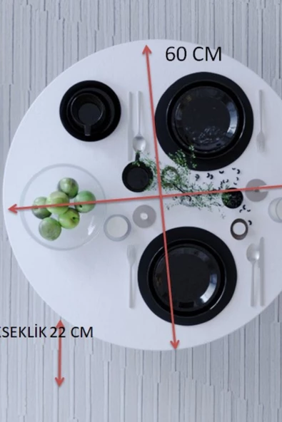 mokaparkavm Katlanır Ayaklı Yuvarlak Pratik Yer Sofrası Mutfak Sofrası 60 cm - Resim 4