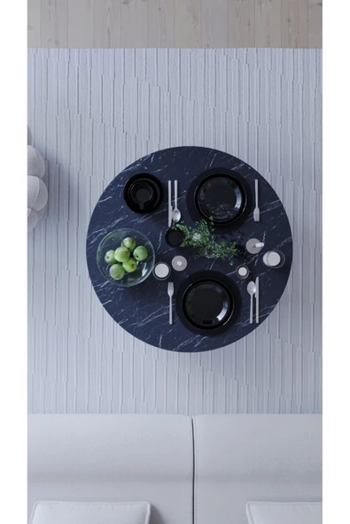 mokaparkavm Katlanır Ayaklı Yuvarlak Pratik Yer Sofrası Mutfak Sofrası 60 cm - Resim 3