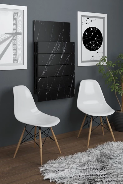 mokaparkavm Duvara Monte Katlanır Dikdörtgen 2 Kişilik Mutfak Masası Pratik Çalışma Masası - Resim 3