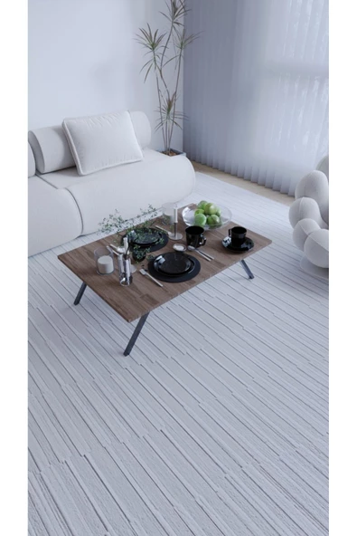 mokaparkavm Katlanır Ayaklı Dikdörtgen Pratik Yer Sofrası Mutfak Sofrası - Resim 2