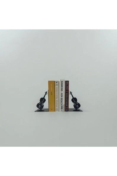 HERO DİZAYN Metal Gitar Desenli Kitap Desteği Kitap Tutucu Ev ve Ofis Dekoratif Aksesuar 2 Li Set - 2
