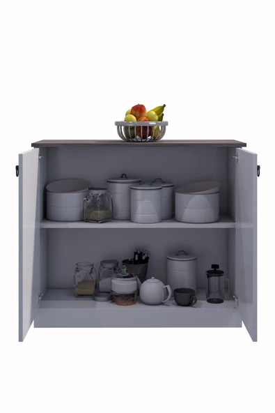 mokaparkavm 2 Kapaklı 2 Raflı Tezgahlı Fonksiyonel Şık Mutfak Adası - 3