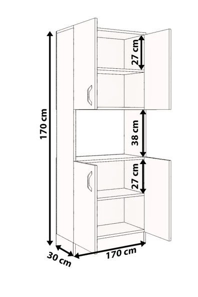 mokaparkavm Alt Üst Kapaklı 4 Geniş Raflı Mikrodalga Fırın Dolabı Çok Amaçlı Dolap - 4