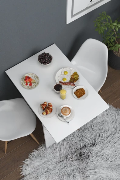 mokaparkavm Duvara Monte Katlanır Dikdörtgen 2 Kişilik Mutfak Masası Pratik Çalışma Masası - 2