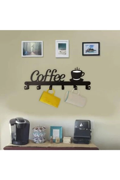HERO DİZAYN Dekoratif Coffee Yazılı Mutfak Fincan ve Kupa Askılığı - 5