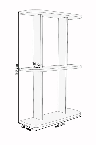 mokaparkavm 2 Raflı Duvara Monte Dikdörtgen Çok Amaçlı Duvar Rafı - 4