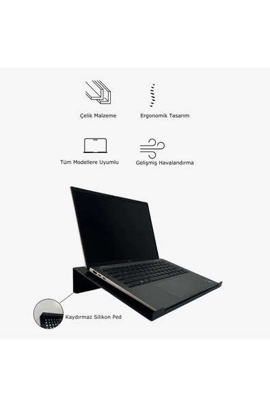 HERO DİZAYN Laptop Standı Notebook Altlığı Mat Siyah - 3