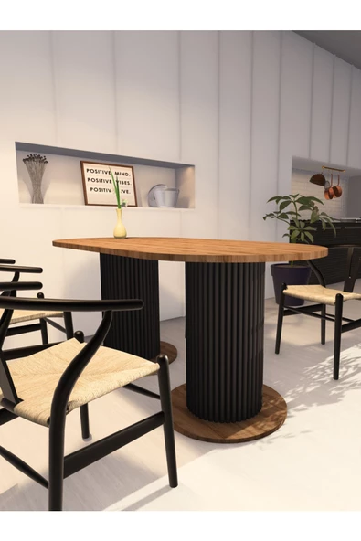 mokaparkavm Oval Dekoratif Ahşap Ayaklı 6 Kişilik Yemek Masası Mutfak Masası - 2