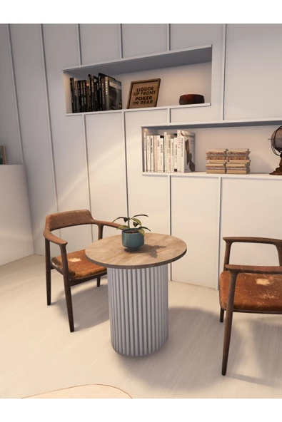 mokaparkavm Ahşap Ayaklı Yuvarlak Dekoratif Orta Sehpa Zigon Sehpa