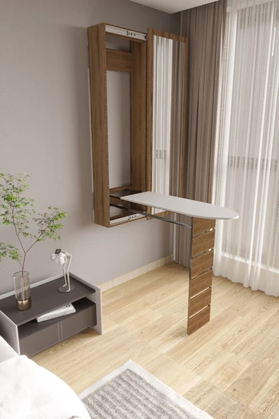 mokaparkavm Aynalı Kapaklı Katlanır Duvara Monte Pratik Açılır Kapanır Dolaplı  Ütü  Masası