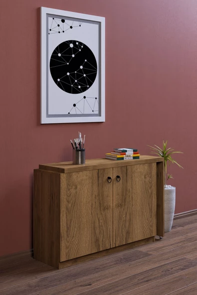 mokaparkavm İki Kapaklı İki Raflı Sürgülü Pratik Çok Amaçlı Mutfak Masası Yemek Masası - 4