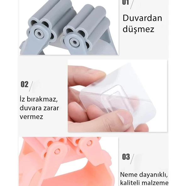 Gen-Of Mop Ve Çok Amaçlı Yapışkanlı Tutucu 4 Lü Set GKH - 3