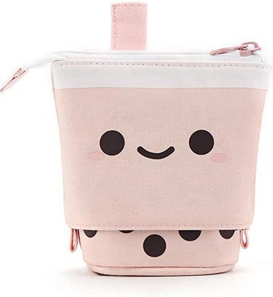 Valkyrie Sevimli Gülen Yüz Uzayabilen Teleskopik Kalem Kutu Makyaj Çantası Çok Amaçlı Çanta - 4