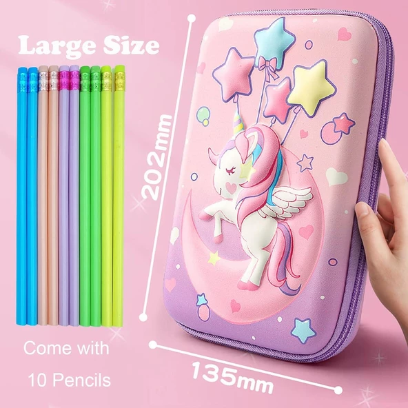 Valkyrie 3 Boyutlu Ay Yıldız Büyük Unicorn Su Geçirmez Kalem Kutusu - 4