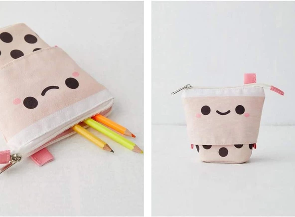 Valkyrie Sevimli Gülen Yüz Uzayabilen Teleskopik Kalem Kutu Makyaj Çantası Çok Amaçlı Çanta - 3