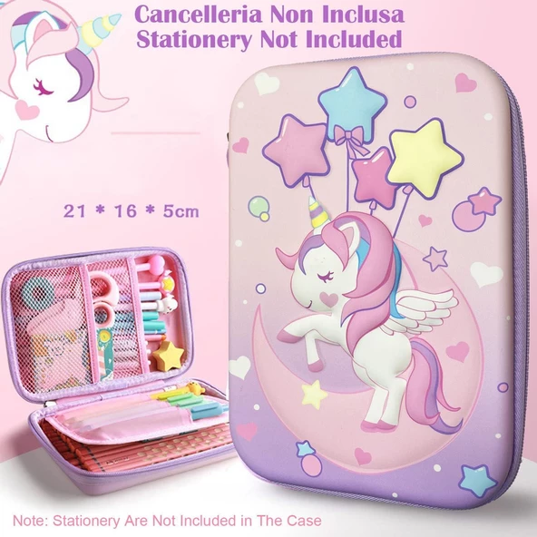 Valkyrie 3 Boyutlu Ay Yıldız Büyük Unicorn Su Geçirmez Kalem Kutusu - 5