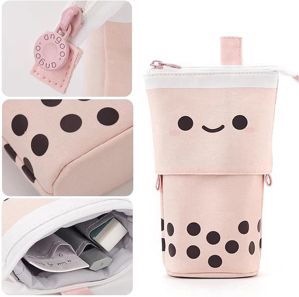 Valkyrie Sevimli Gülen Yüz Uzayabilen Teleskopik Kalem Kutu Makyaj Çantası Çok Amaçlı Çanta - 12