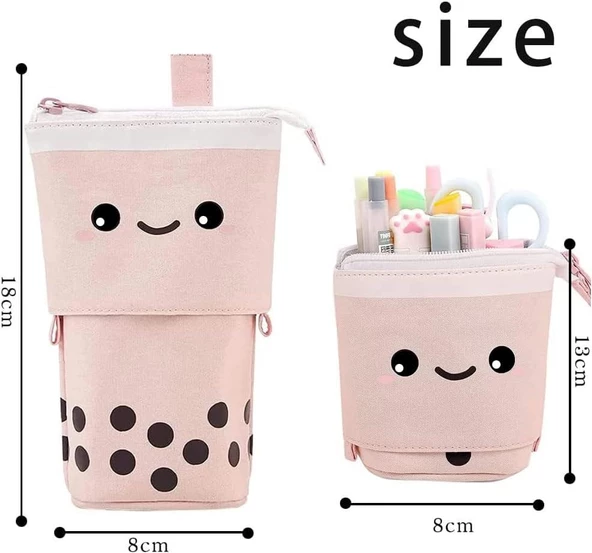 Valkyrie Sevimli Gülen Yüz Uzayabilen Teleskopik Kalem Kutu Makyaj Çantası Çok Amaçlı Çanta - 9