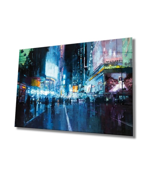 Gece Şehir Dekoratif ve Modern Cam Tablo City Night ürün görseli