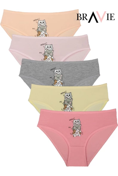Bravie Resimli Rengarenk Bikini Kesim Çocuk Külot BRV1-KDC - 2