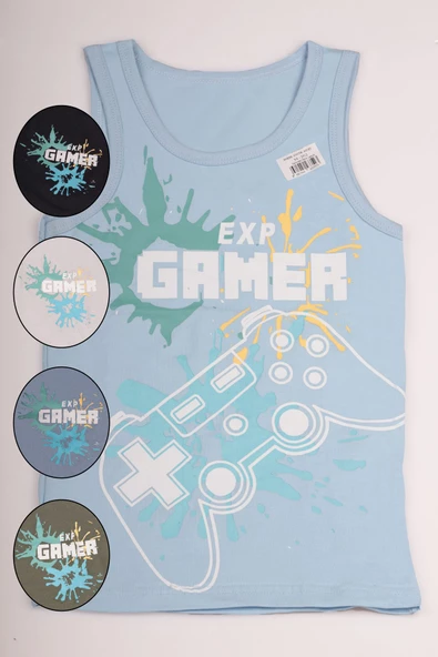 Bravie Renkli Gamer Yazılı Erkek Çocuk Atlet 5'li Paket
