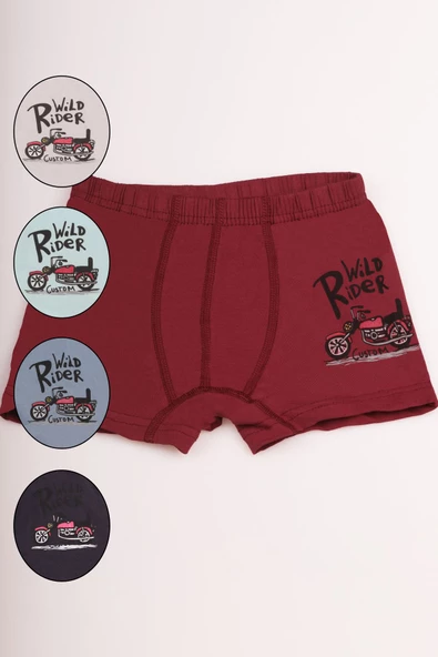Bravie Renkli Motorsiklet Resimli Erkek Çocuk Boxer - 3