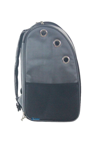 Evene Gri Kedi Taşıma Çantası Şeffaf Büyük Boy Uçak Için Uygun Hava Alan Su Geçirmez 2 Tarafı Açılır Sırt - Resim 5