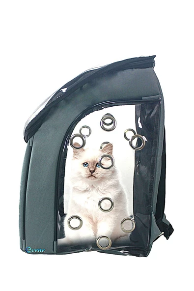 Evene Gri Kedi Taşıma Çantası Şeffaf Orta Boy Uçak Için Uygun Hava Alan Kapsüllü Su Geçirmez Sırt Çantası ürün görseli 1