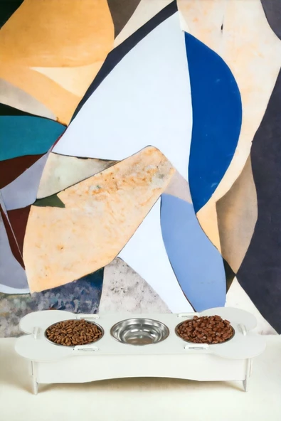 Pandogo Kedi Mama Su Kabı Beyaz Renk Model 3 - Resim 3