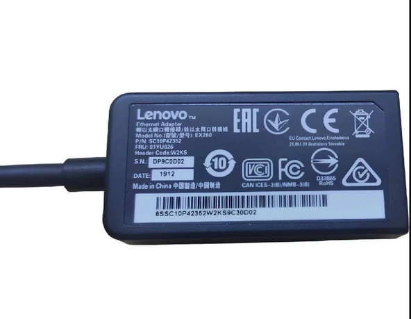 Lenovo Thinkpad Ethernet Adaptörü(UZATMA ADAPTÖRÜ) Gen2 Ex280 W2ks Sc10p42352 01yu026 - 2