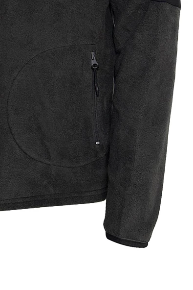 Erkek Regular Fit Fermuarlı Cepli Battal Büyük Beden Polar Füme Sweatshirt - 3