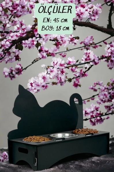 Pandogo Kedi Mama Su Kabı Siyah Renk Model 1 - Resim 4