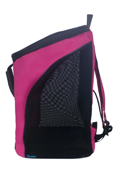 Evene Pembe Kedi Taşıma Çantası Siyah Fileli Küçük Boy Uçak Için Uygun Hava Alan Sırt Çantası - 5