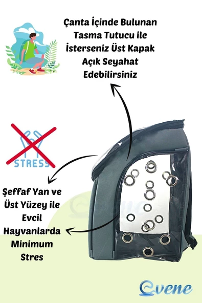 Evene Gri Kedi Taşıma Çantası Şeffaf Orta Boy Uçak Için Uygun Hava Alan Kapsüllü Su Geçirmez Sırt Çantası - Resim 5